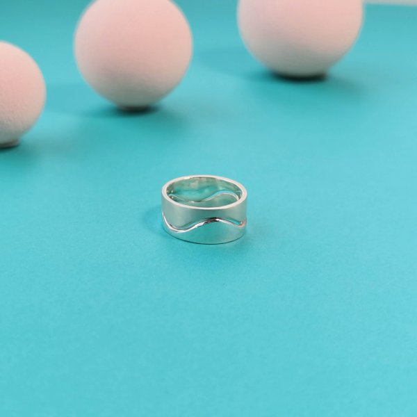 Wave ring, made from two silver rings, one ring polished, the other matte. Can be worn in different combinations