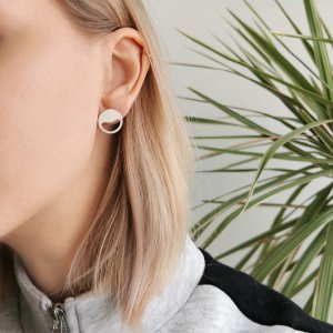 Sunset minimalistic silver earring studs