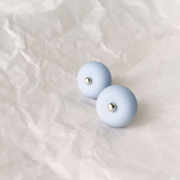 Baby blue bead earrings with silver