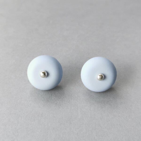 Baby blue bead earrings with silver