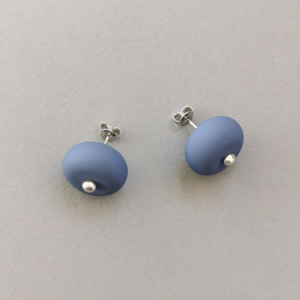 Navy blue bead earrings with silver
