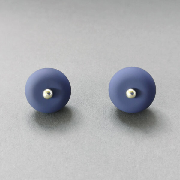 Navy blue bead earrings with silver
