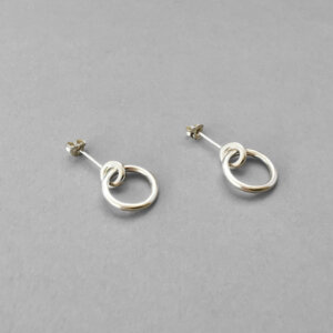 Silver earrings with two circles