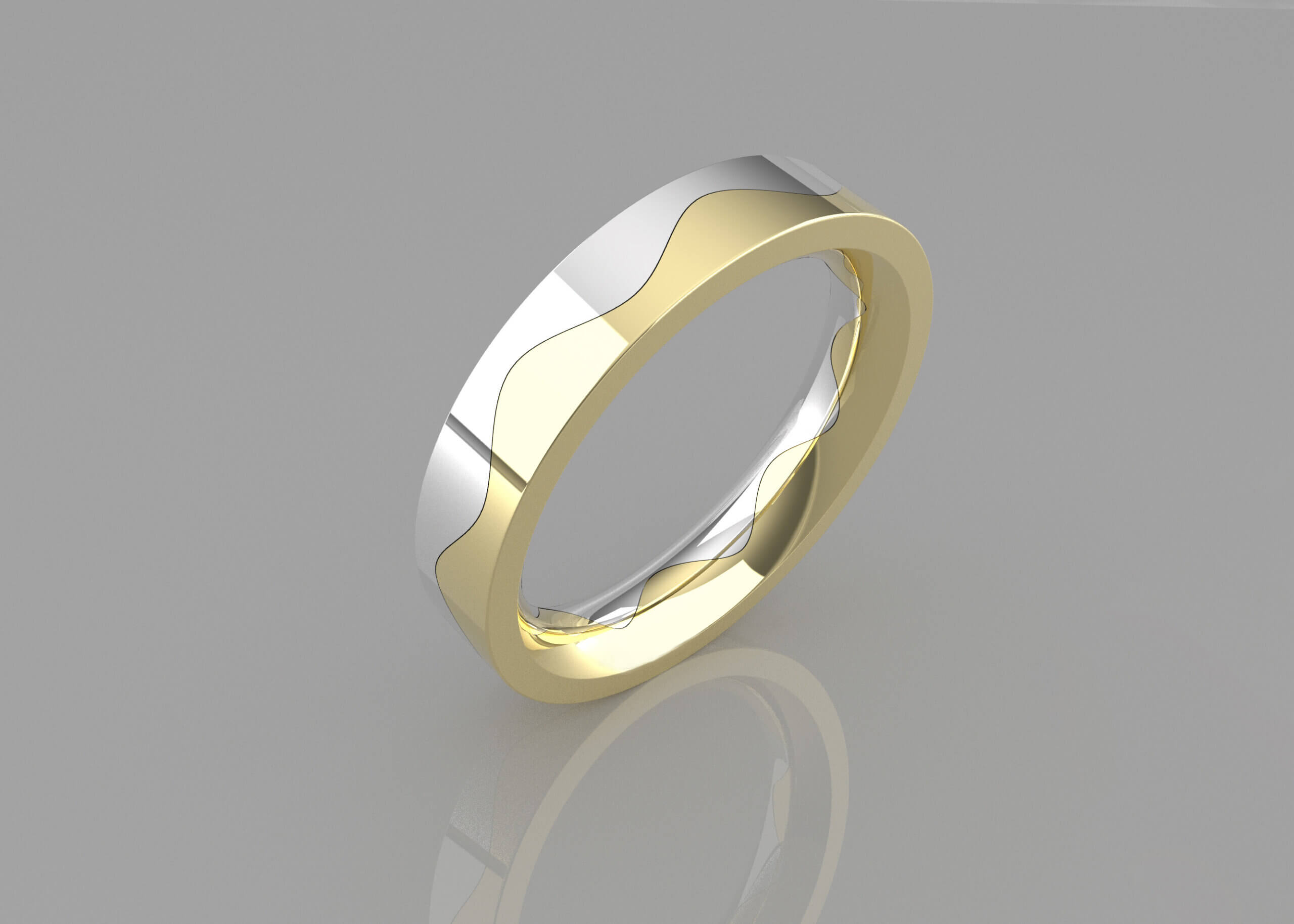 Two tone ring design with wave